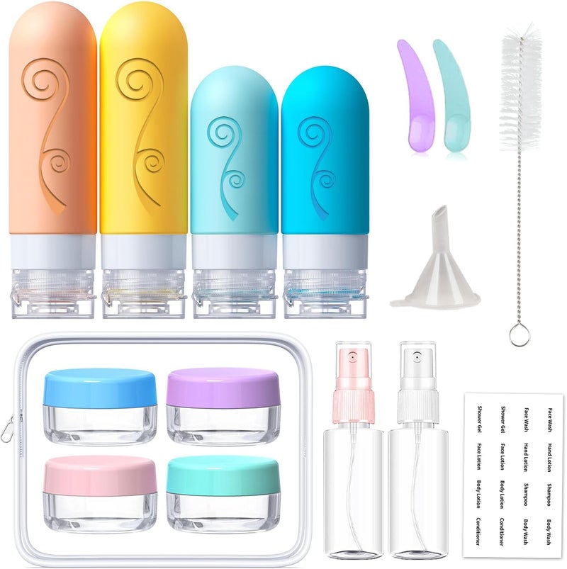 vodvob 16 Pack Travel Bottles Set for Toiletries, TSA Approved Travel Containers Leak Proof Silicone Squeezable Travel Accessories 2oz 3oz for Shampoo Conditioner Lotion Body Wash (BPA Free) (Orange) - Image 2